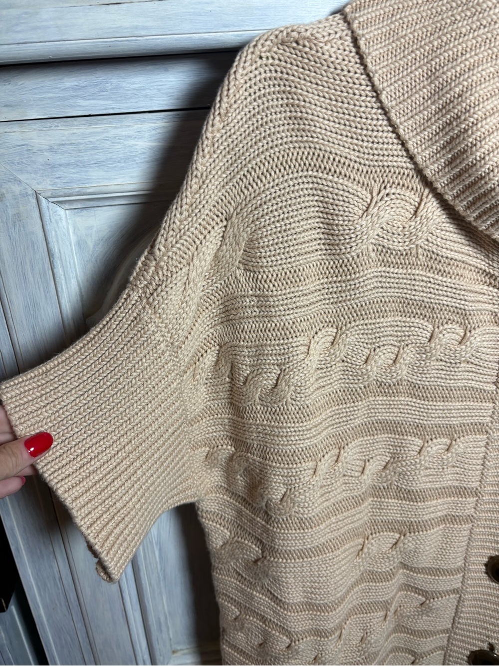 Talbots Camel Cableknit Short Sleeve Cardigan Polished Old Money Capsule Preppy - Picture 3 of 8